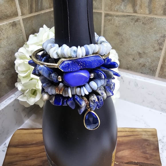 Druzy Dreams Stack Bracelets Set In Blue - Picture 2 of 8